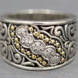 Effy sterling silver & 18k gold ring